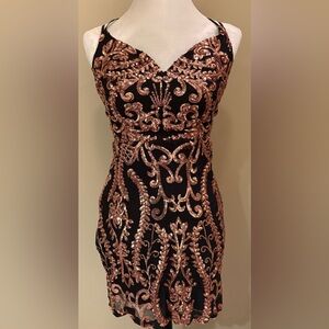 Windsor Elegant Black and Rose Gold Women's Dress